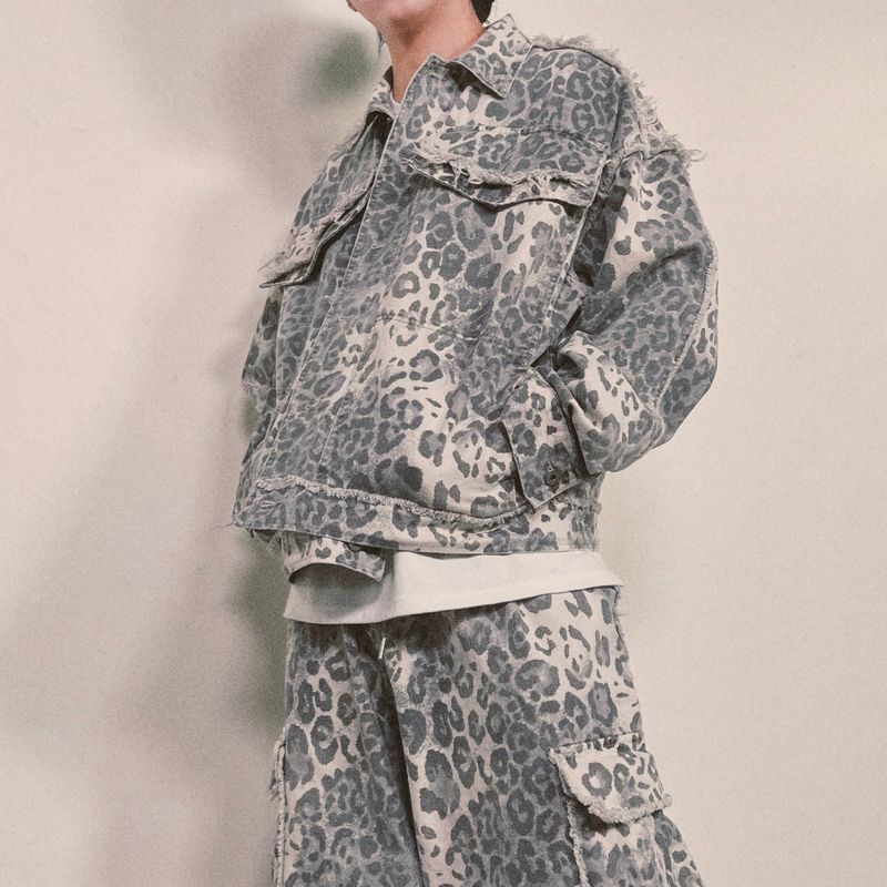 leopard grunge trucker jacket_grey