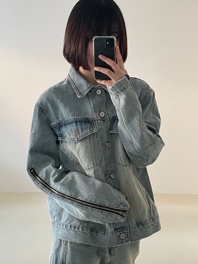 Zipper denim jacket 