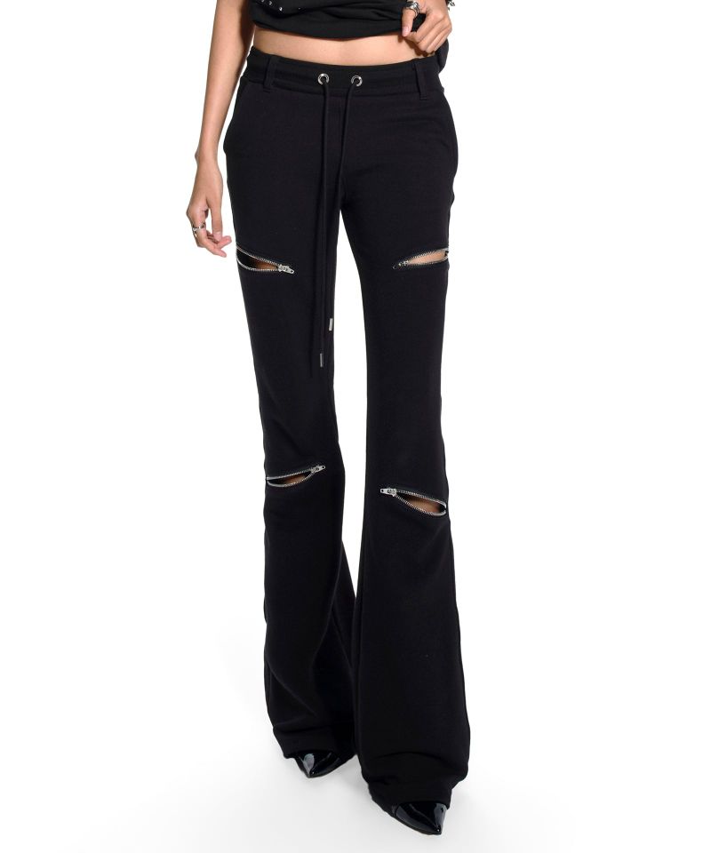 ZIPPER LINE BOOTS CUT SWEATPANTS BLACK