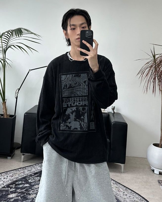 SATIIIZ（サティーズ）の「Reton graphic knit long sleeve（Tops）」