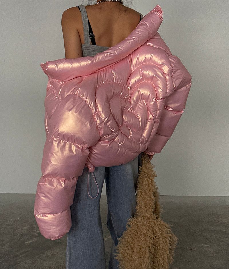 Heart hologram wellon short padded coat