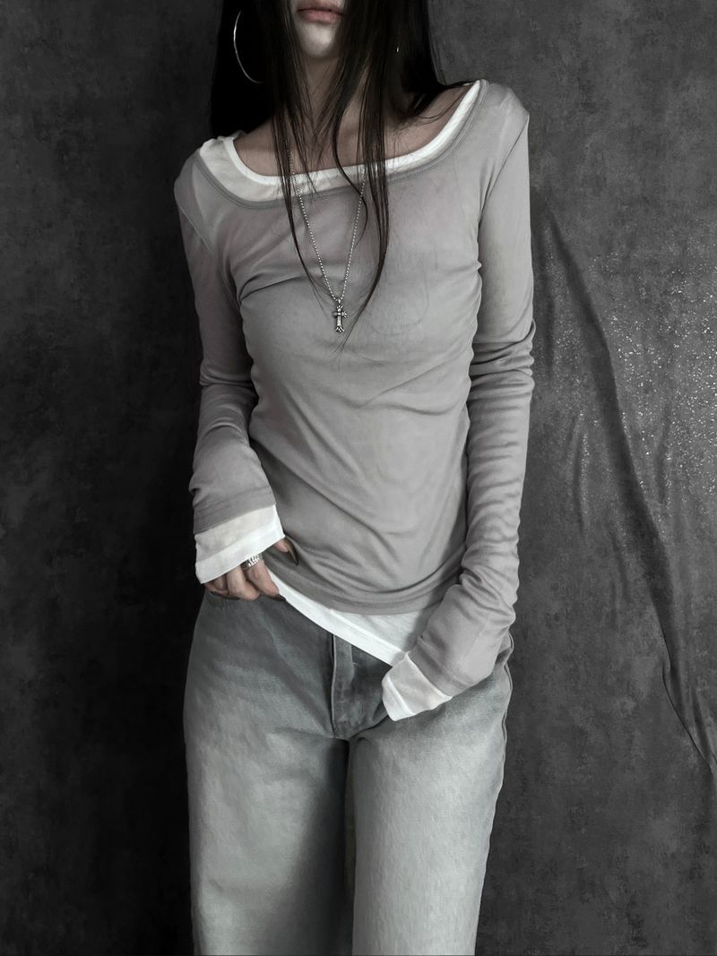 tencel square neck T (3color)
