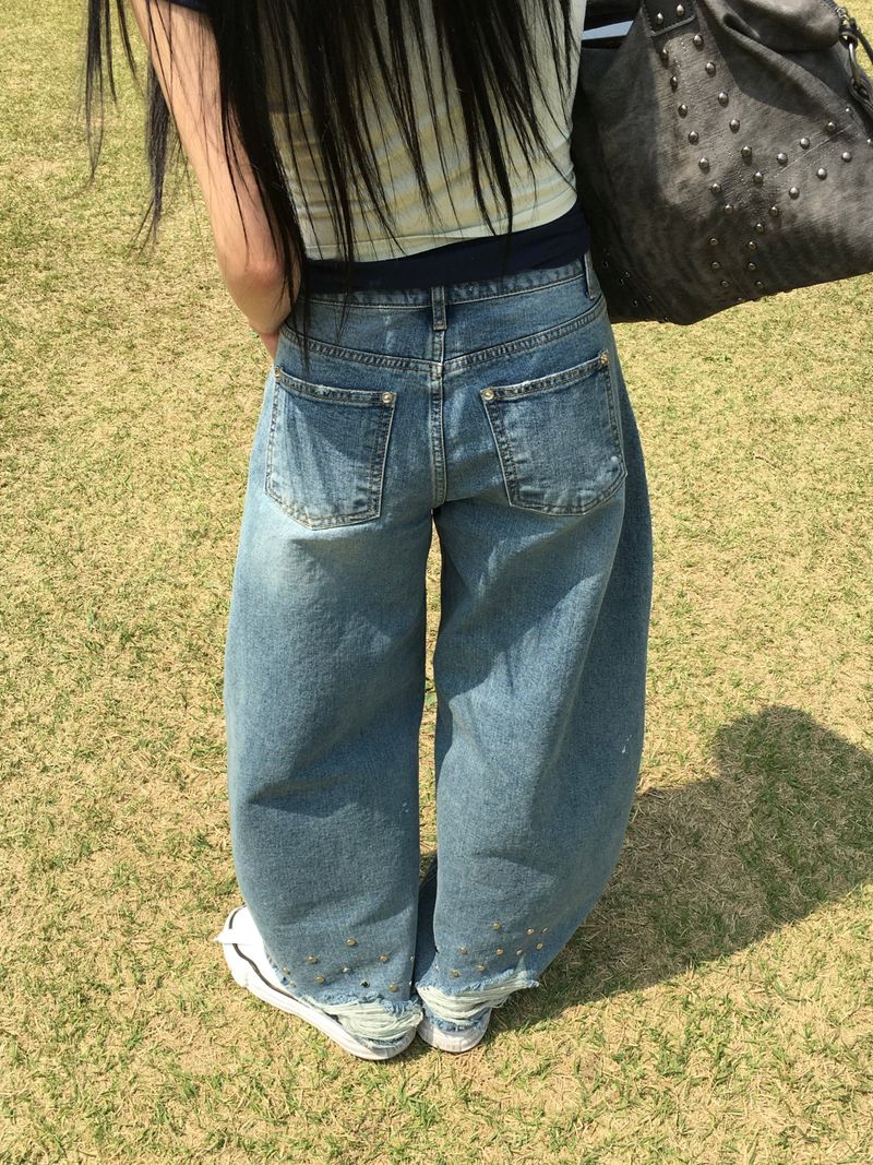 Curvy Crack Curved Denim Pants (1c)