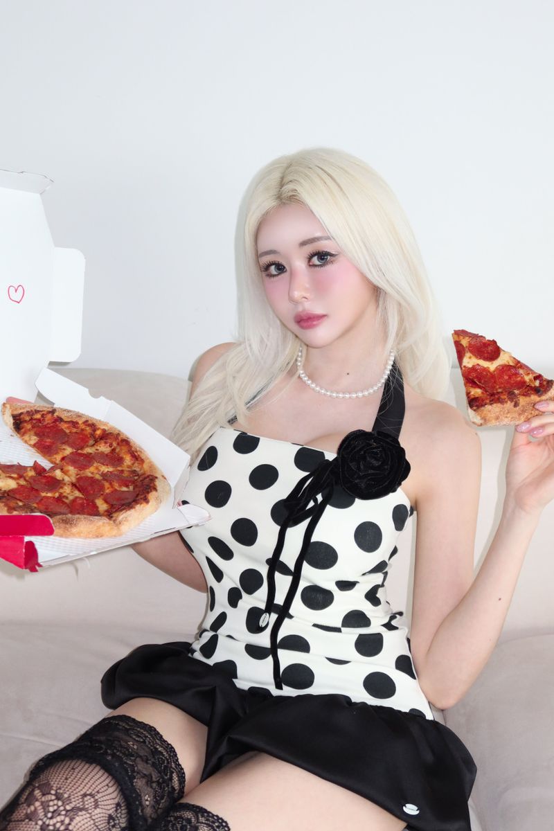 Midnight Bloom Dress (Ivory Dot)