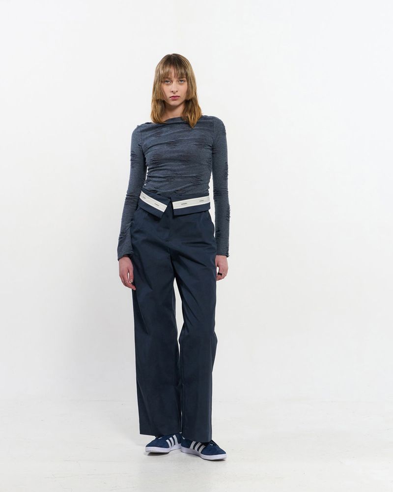 Fold Over Wide Slacks _ NAVY