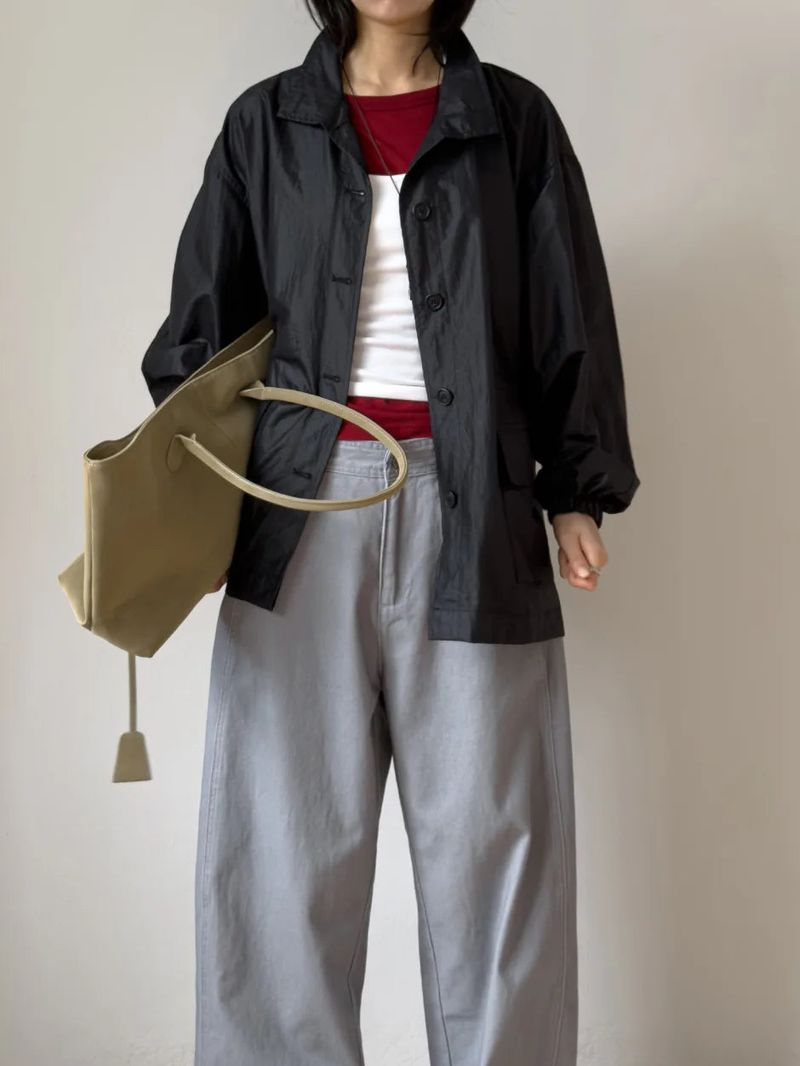 Low Nylon String Loose Fit Jacket
