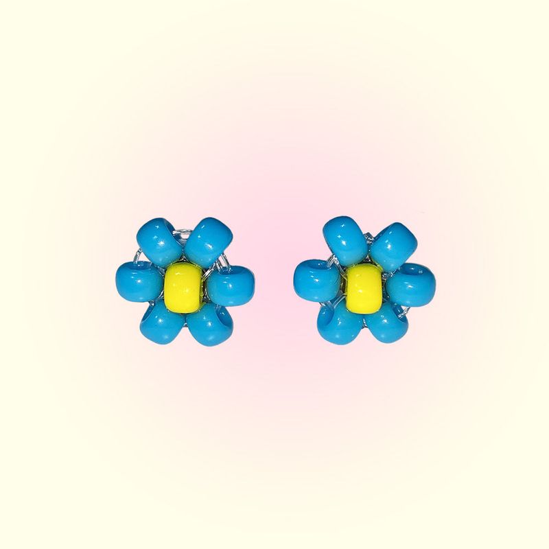 [MADE]Blue Bell Flower Beads Earing