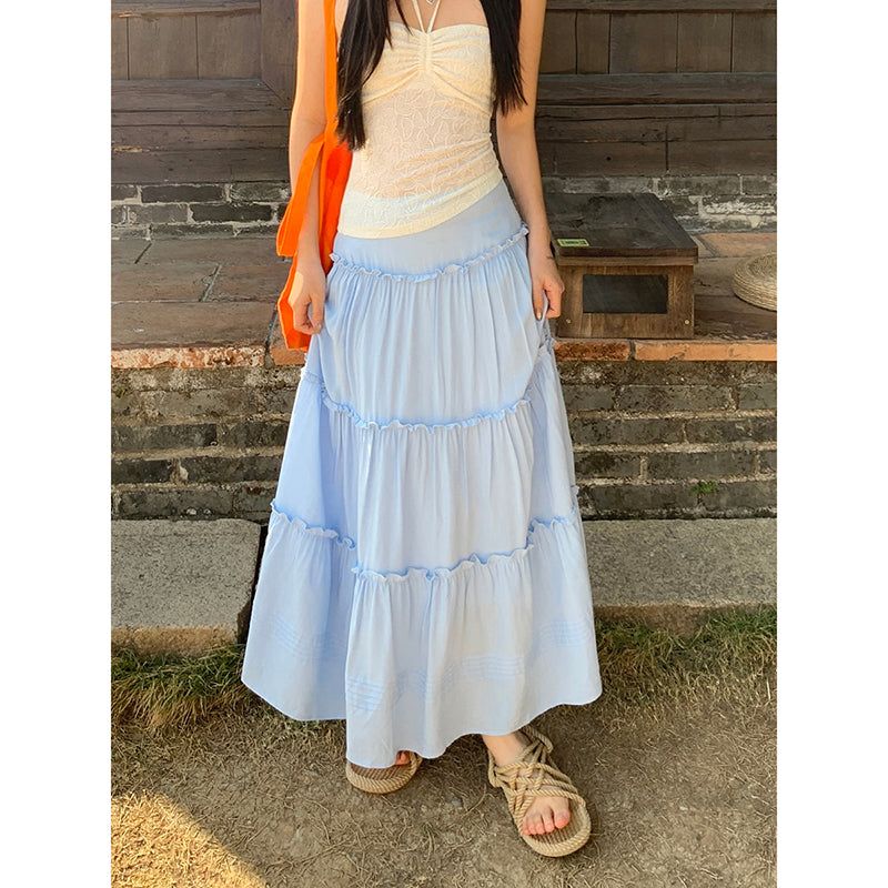 sky frill cancan long skirt
