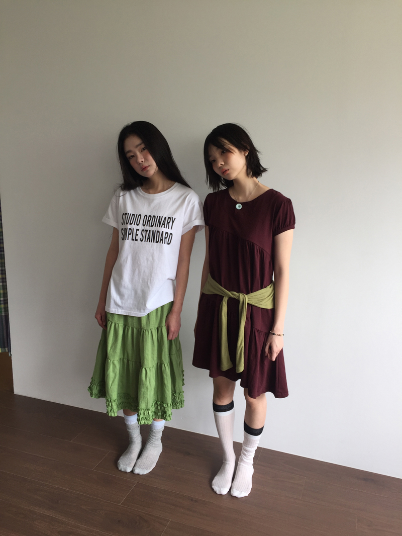 クロス ボタン ドレス (2color) 