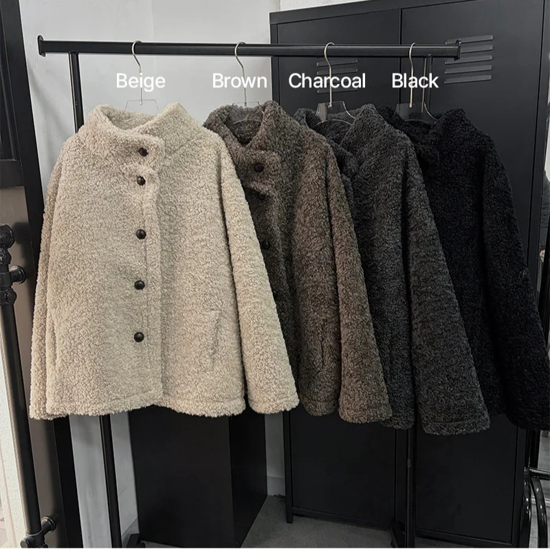 High neck boucle half coat(4color)