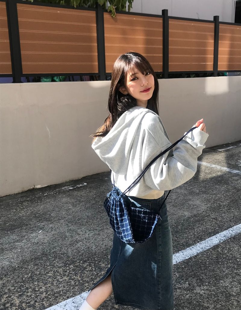 Joli crop two way hood zip up