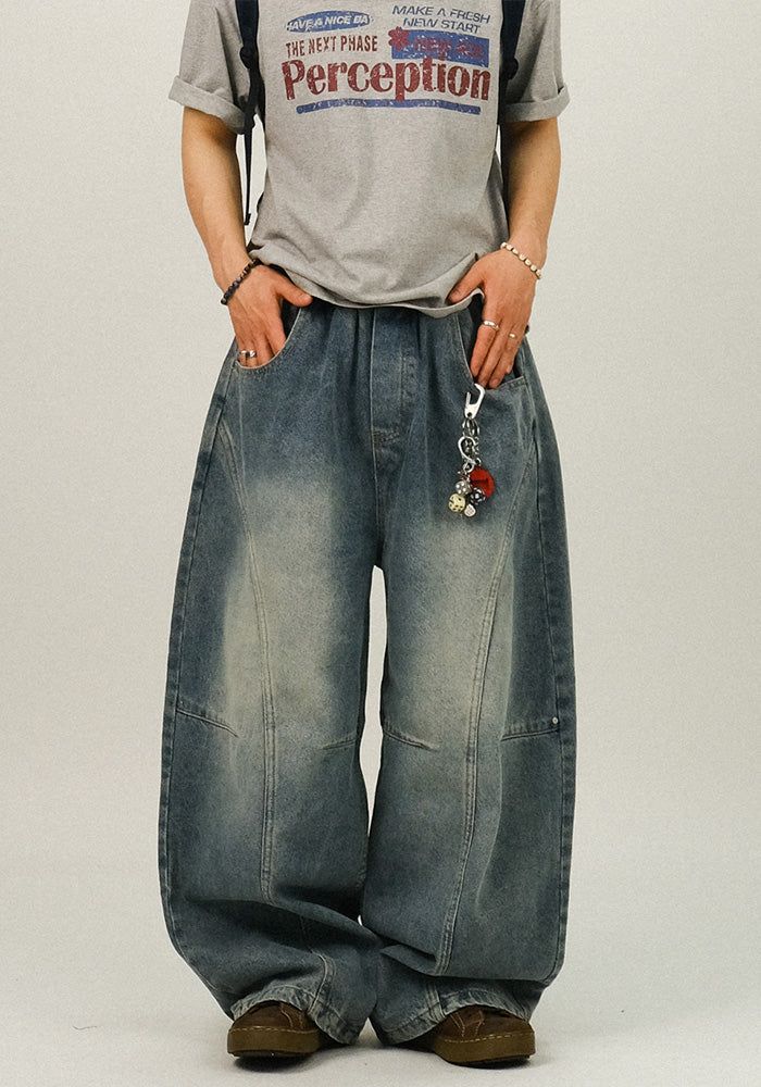 SEMIKAJI（セミカジ）の「EAピンタック カーブド デニムパンツ（パンツ）」