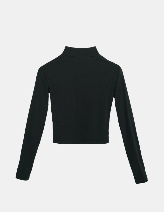 Half Turtleneck Sandy Slim-fit Crop LS Top