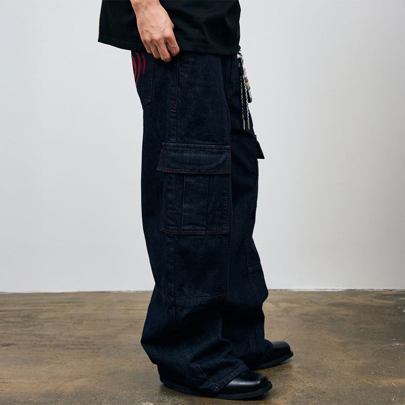 Red Stitch Indigo Cargo Denim Pants