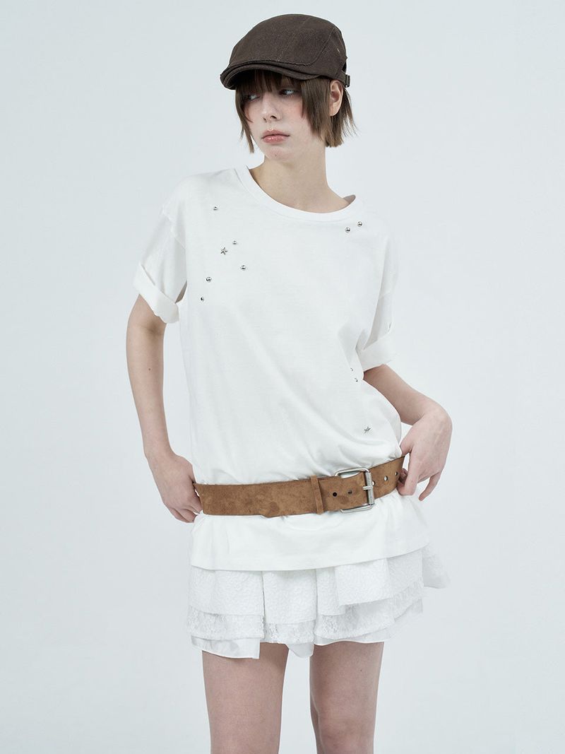 leo lace can-can skirt / white