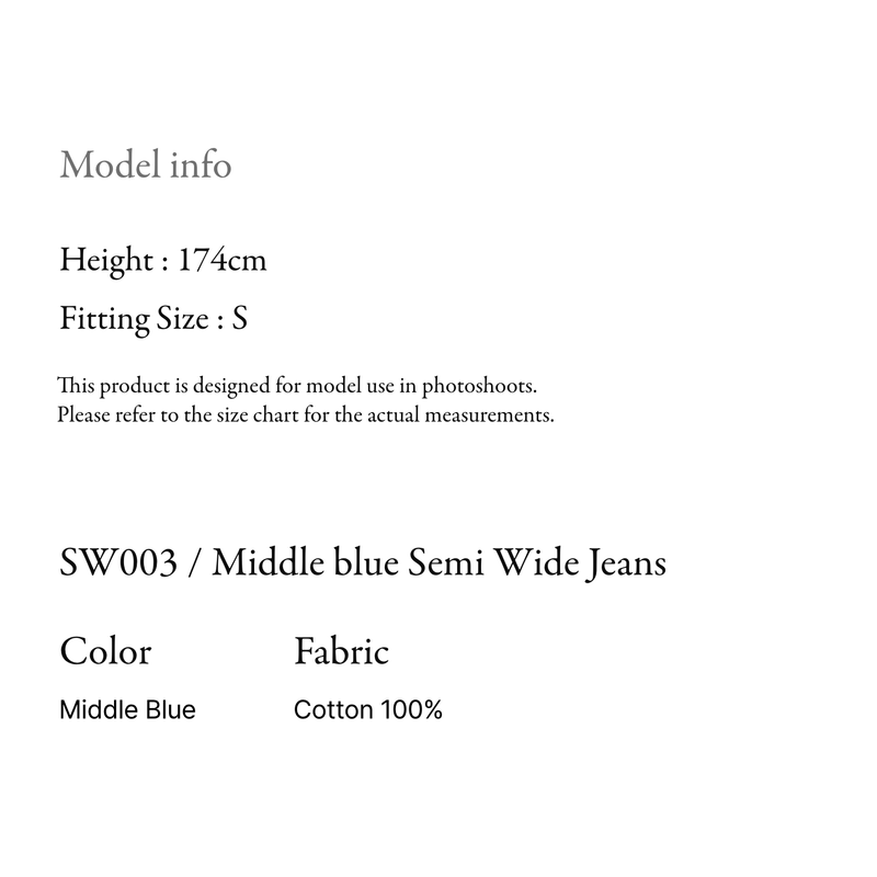 middle blue semi wide jeans - SW003