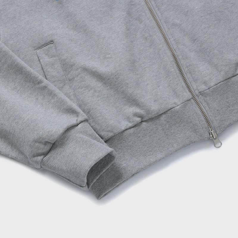 C Patch Zipper Hood Zip-Up / Gray [Unisex]