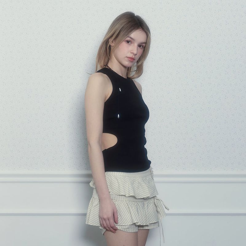 Back Hole Ribbed Sleeveless