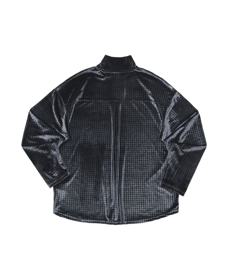 HOUNDS-TOOTH VELVET TURTLE-NECK TEE (Charcoal)