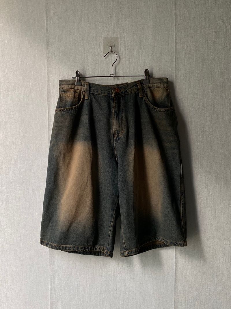 Dying Washing Denim Half Pants