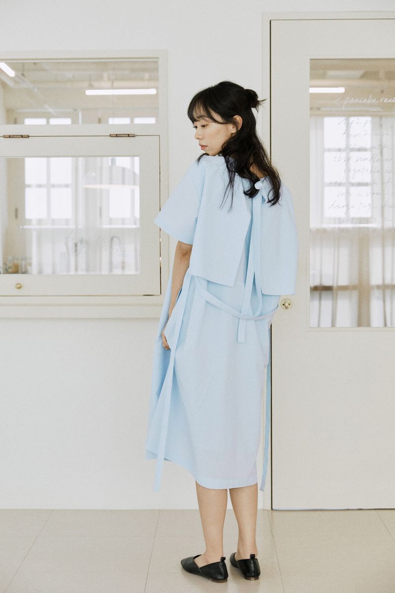 layered ribbon onepiece sky blue