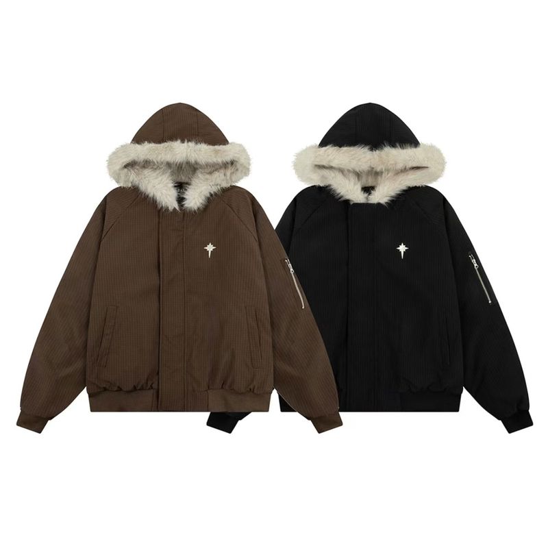 Hooded fur brooch short padded (2 colors)