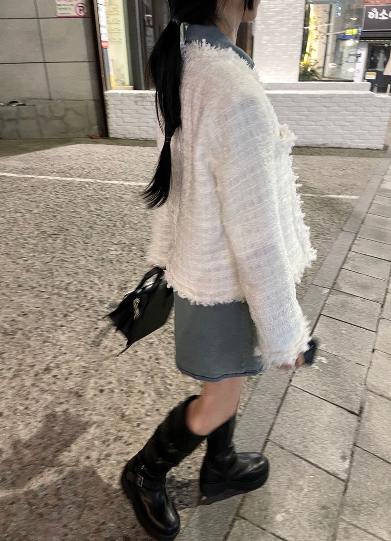 Round pocket tweed jacket