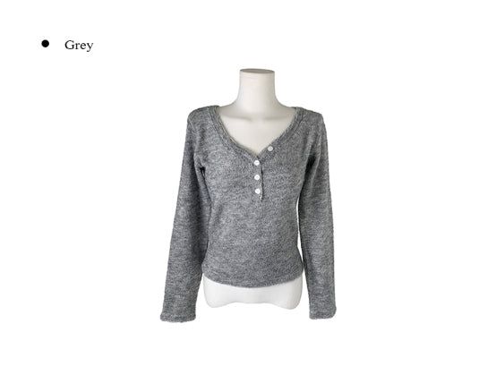 Gato Button Slim Brushed Long Sleeve T-Shirt
