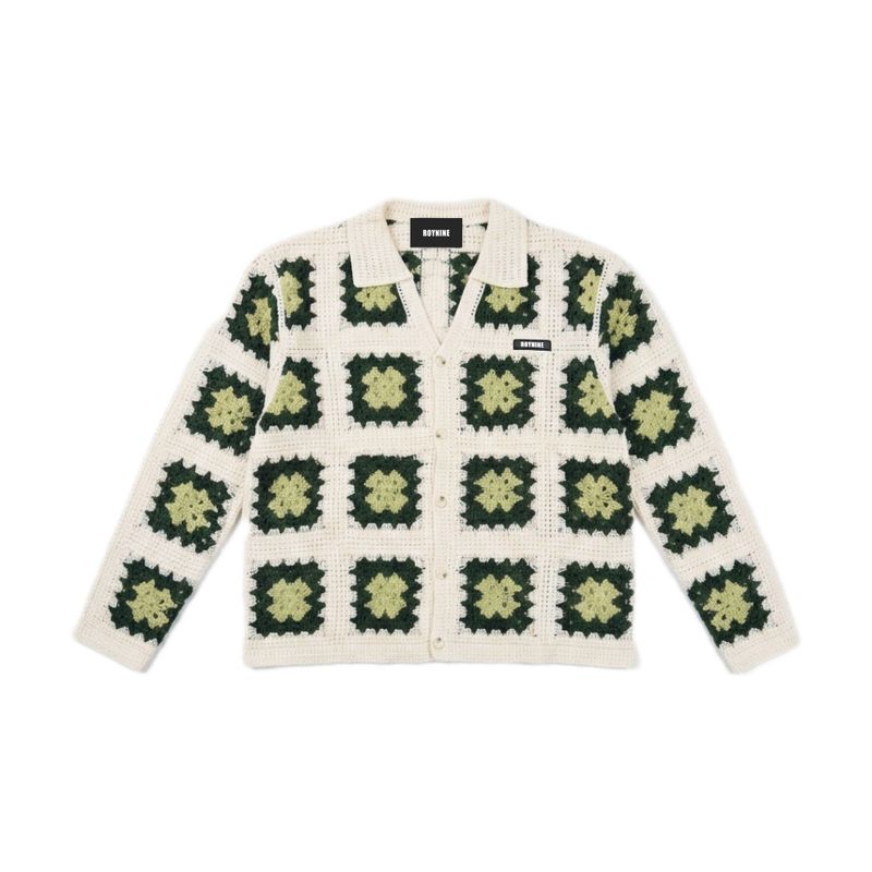 ROYNINE(ロイナイン)の「Ivory&Green Crochet Cardigan(Tops)」