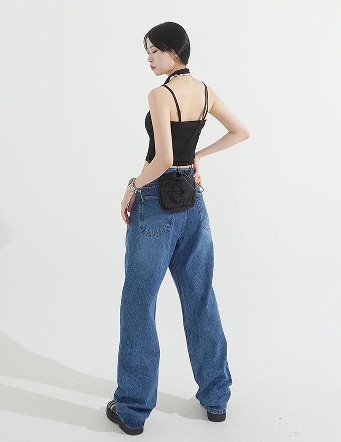 Vintage American Halter Neck Ribbed Top