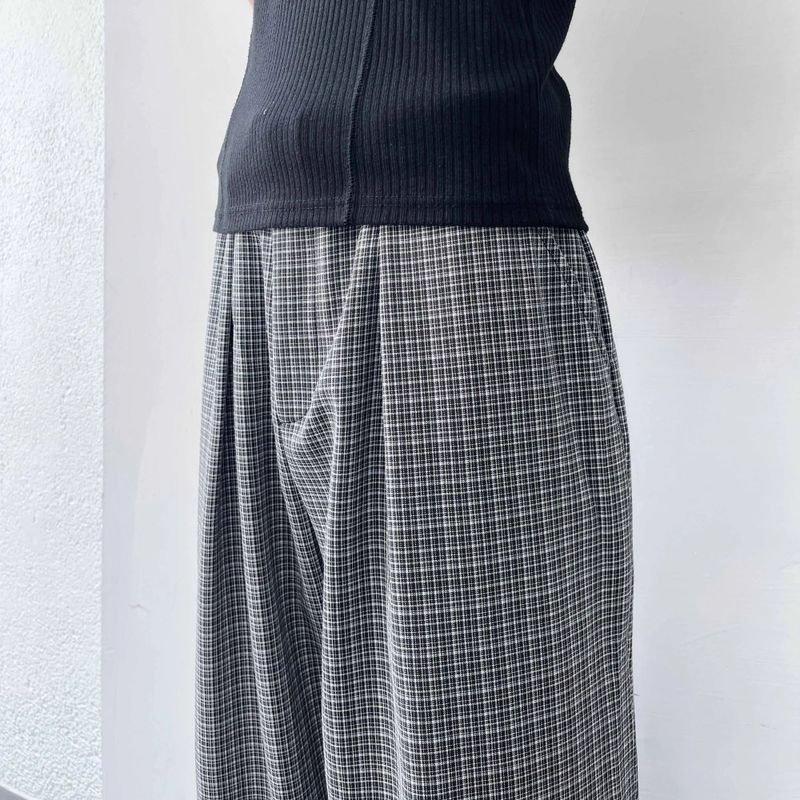 Micro Check Draped Trousers