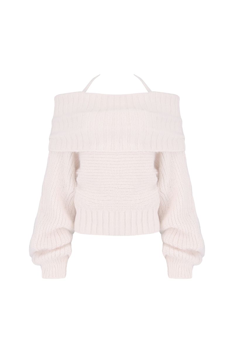 Palette off-shoulder ribbon knit, pink