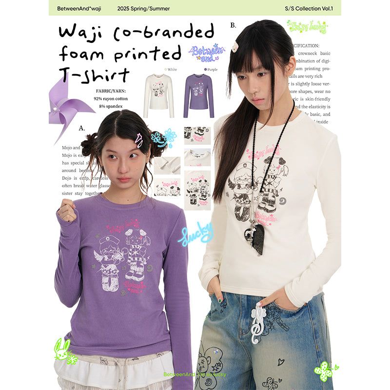 BETWEENAND(ビトゥウィーンアンド)の「フォイルプリントレギュラーフィット長袖Tシャツ(トップス)」