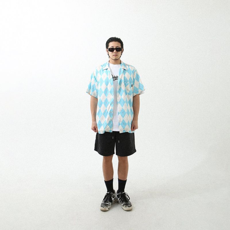 ARGYLE FUNK HALF SHIRTS BLUE