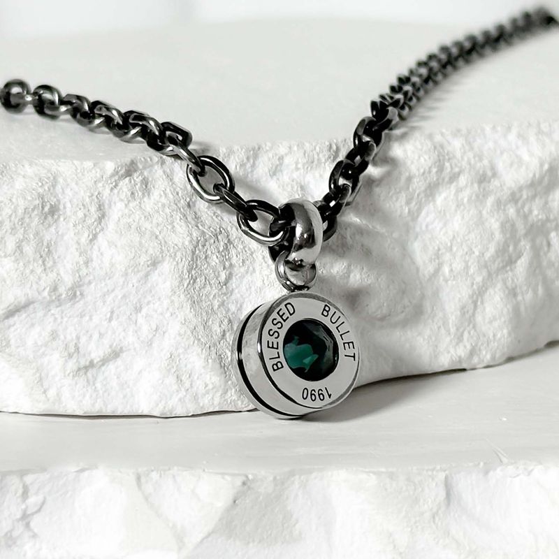 BLESSED BULLET（ブレスドブレット）の「SS-Bullet Back Necklace_Black silver_EMERALD（Accessories）」