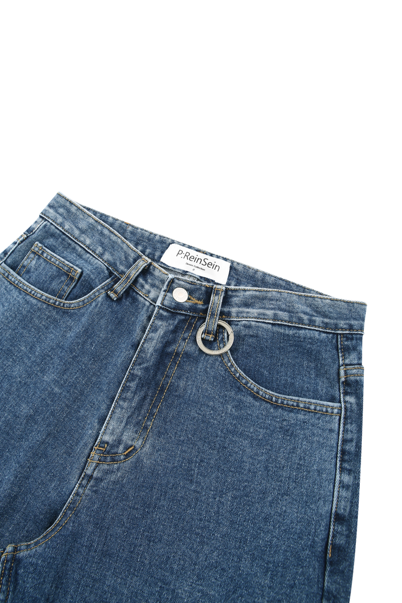 Middle blue low-rise denim pants