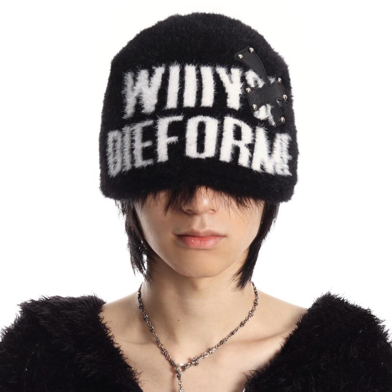 SEXXDEVIL Studded Mohair Cross Beanie