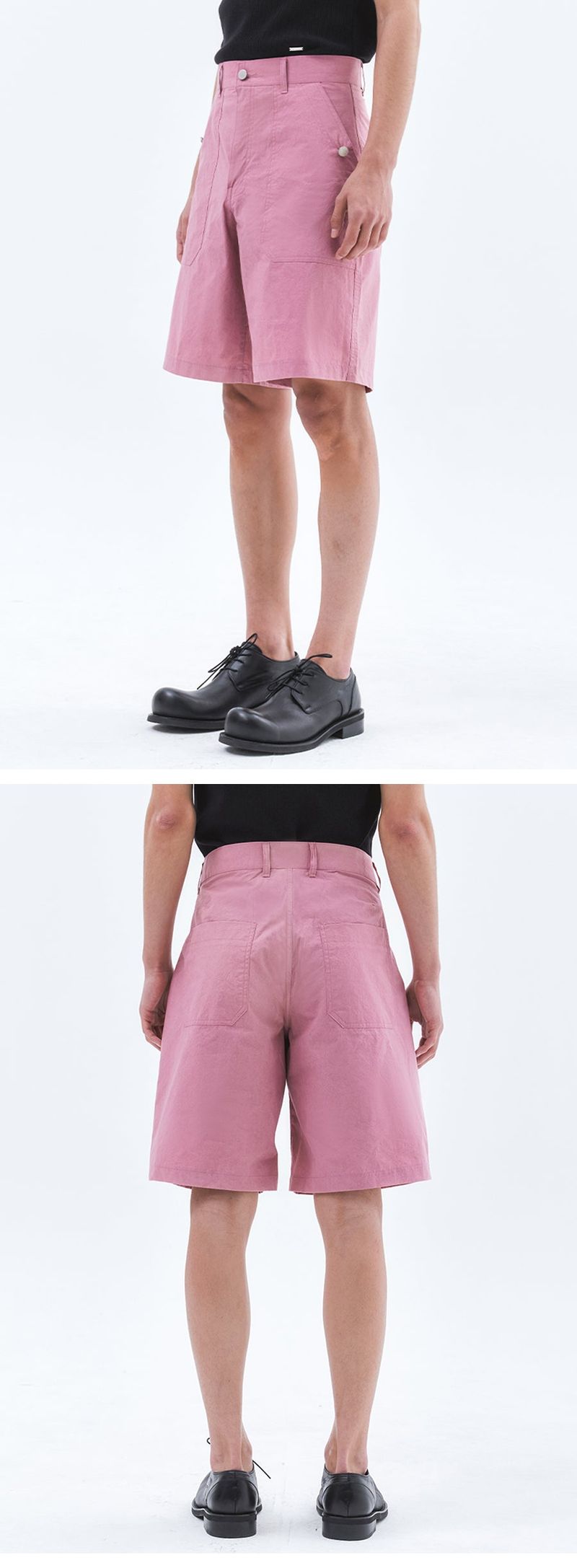 Washed Cotton Fatigue Bermuda Pants_Pink  