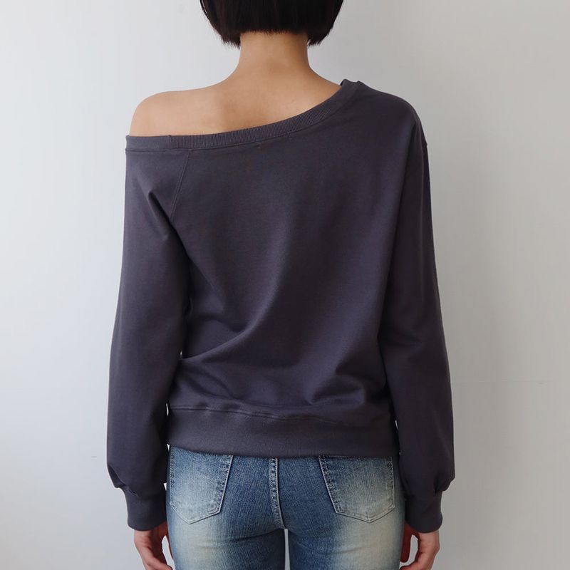 ChaCha One Shoulder Sweatshirts Charcoal