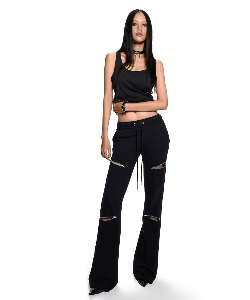ZIPPER LINE BOOTS CUT SWEATPANTS BLACK