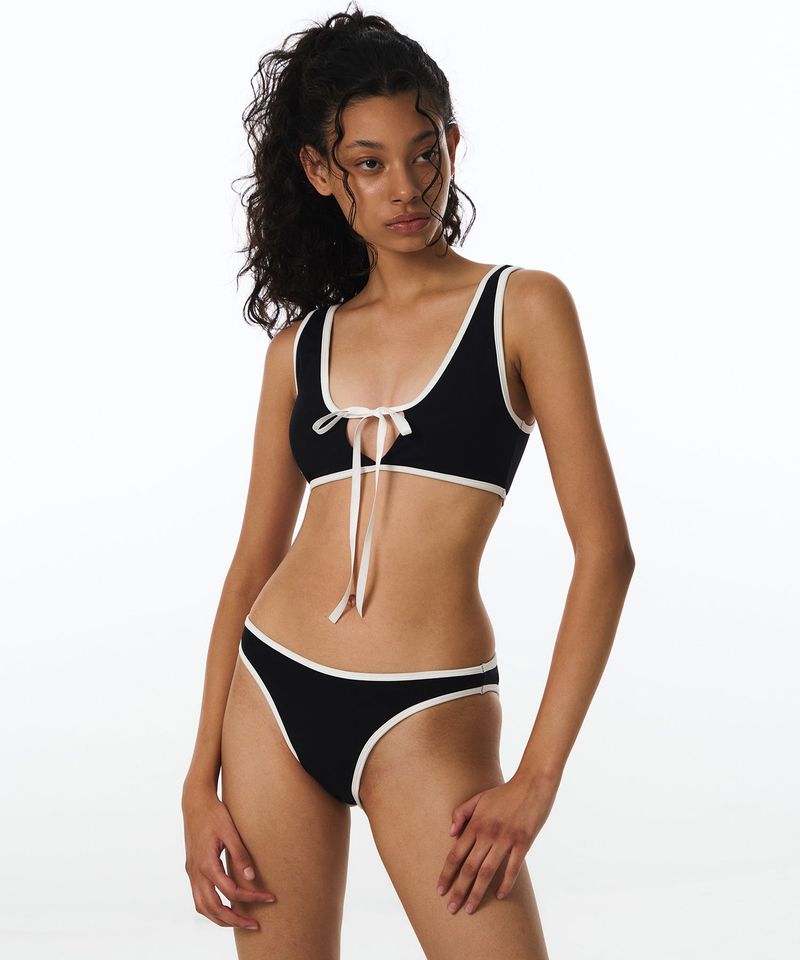 Line Ribbon Dual Bikini Bra (Black)
