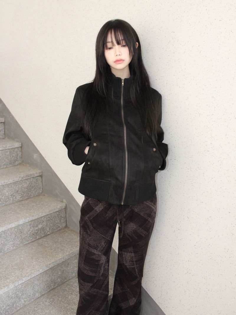 highneck suede jumper