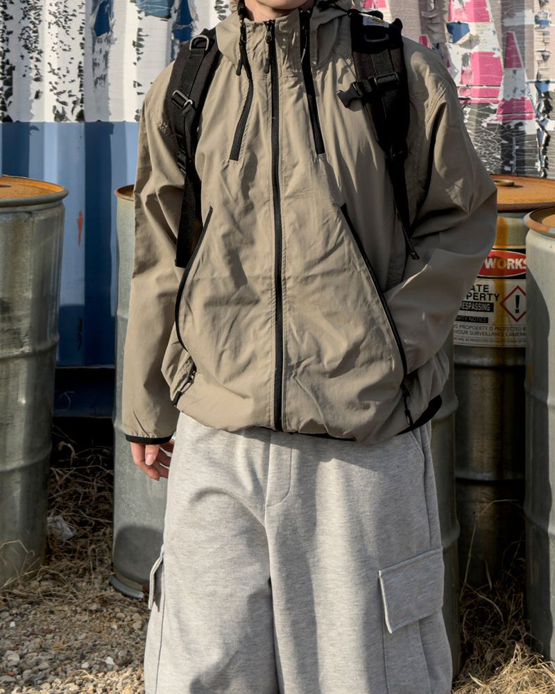 CALVET Zip-Up Hooded Windbreaker