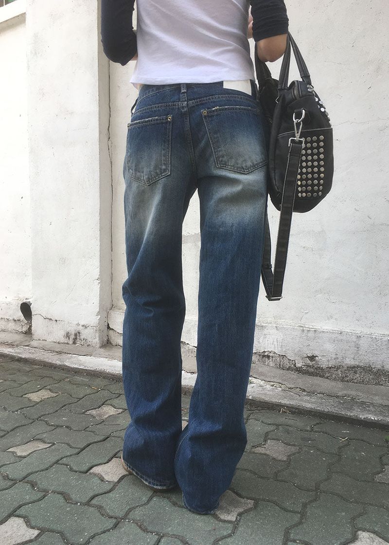 LOW SEMI WIDE DENIM PANTS (S-L)