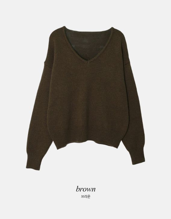 #Soft Wool V-neck Loose Fit Knit (6color)