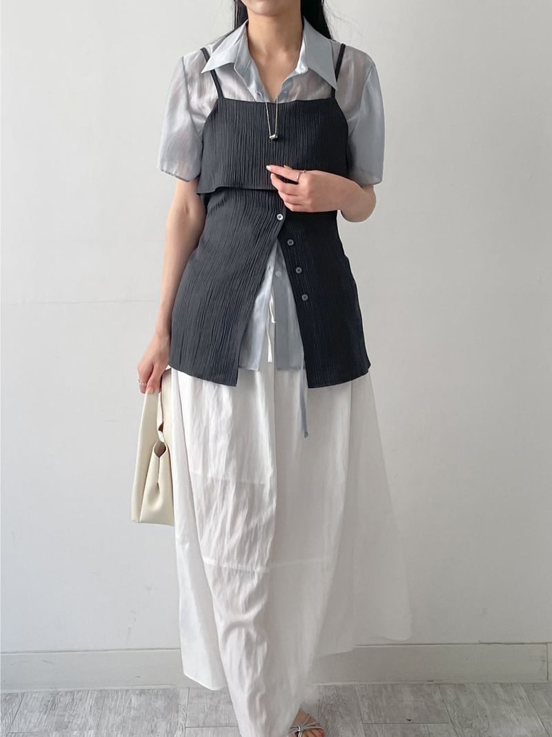 Attention Pleated Layered Bustier