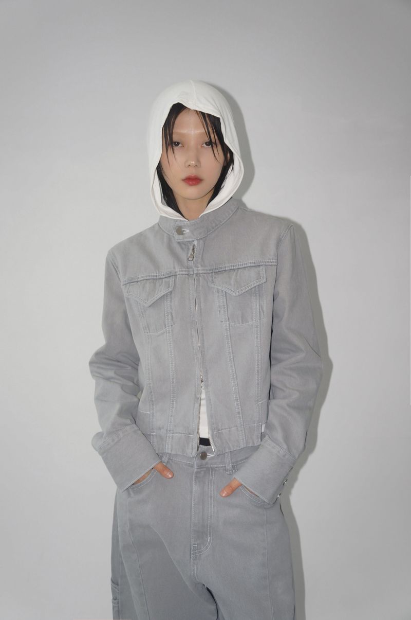 ANGLED GRAY WASHING UNBAL JK (light gray!)