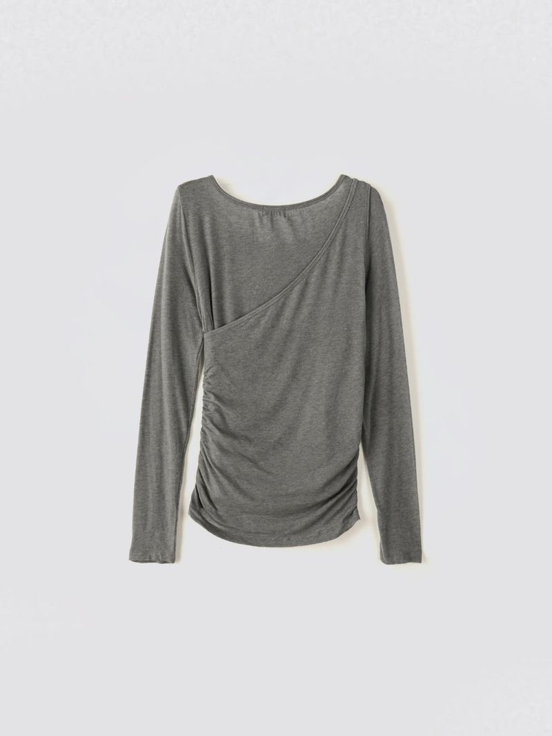 Shirring Layered Tee_Grey
