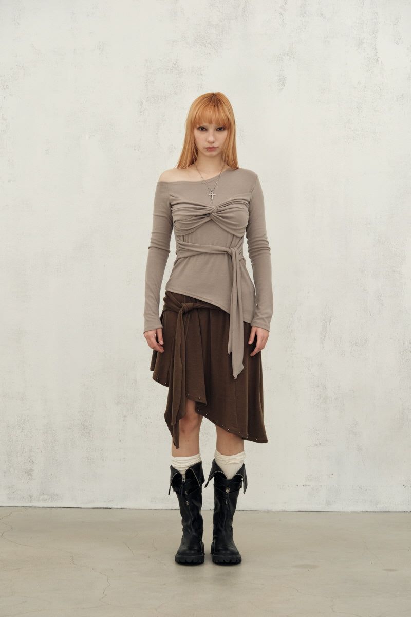 st stud skirt (brown)
