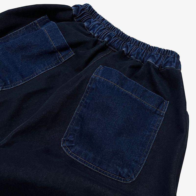 panel mix denim wide pants_blue